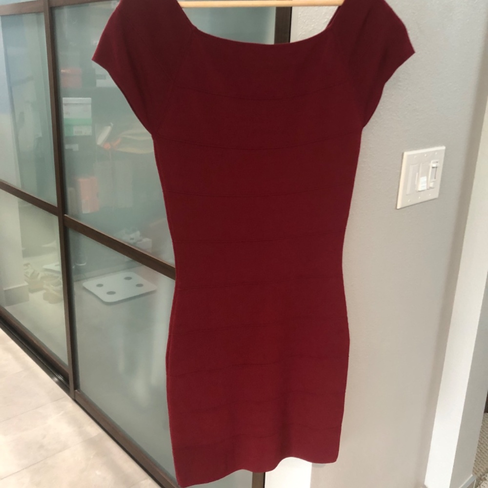 Max Studio Bodycon Bandage Dress - Maroon Size L - Picture 6 of 10